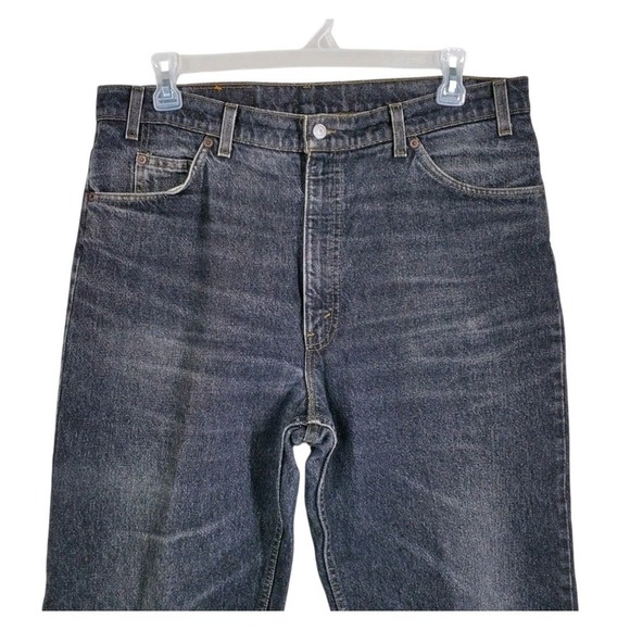 Vtg 90s Levis 550 Black Jeans Men 40x34 Orange Tab Relaxed Tapered USA (38x33.5) - Picture 5 of 12